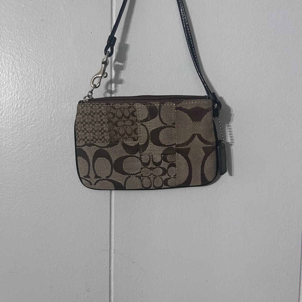 Coach Brown Patchwork Wristlet